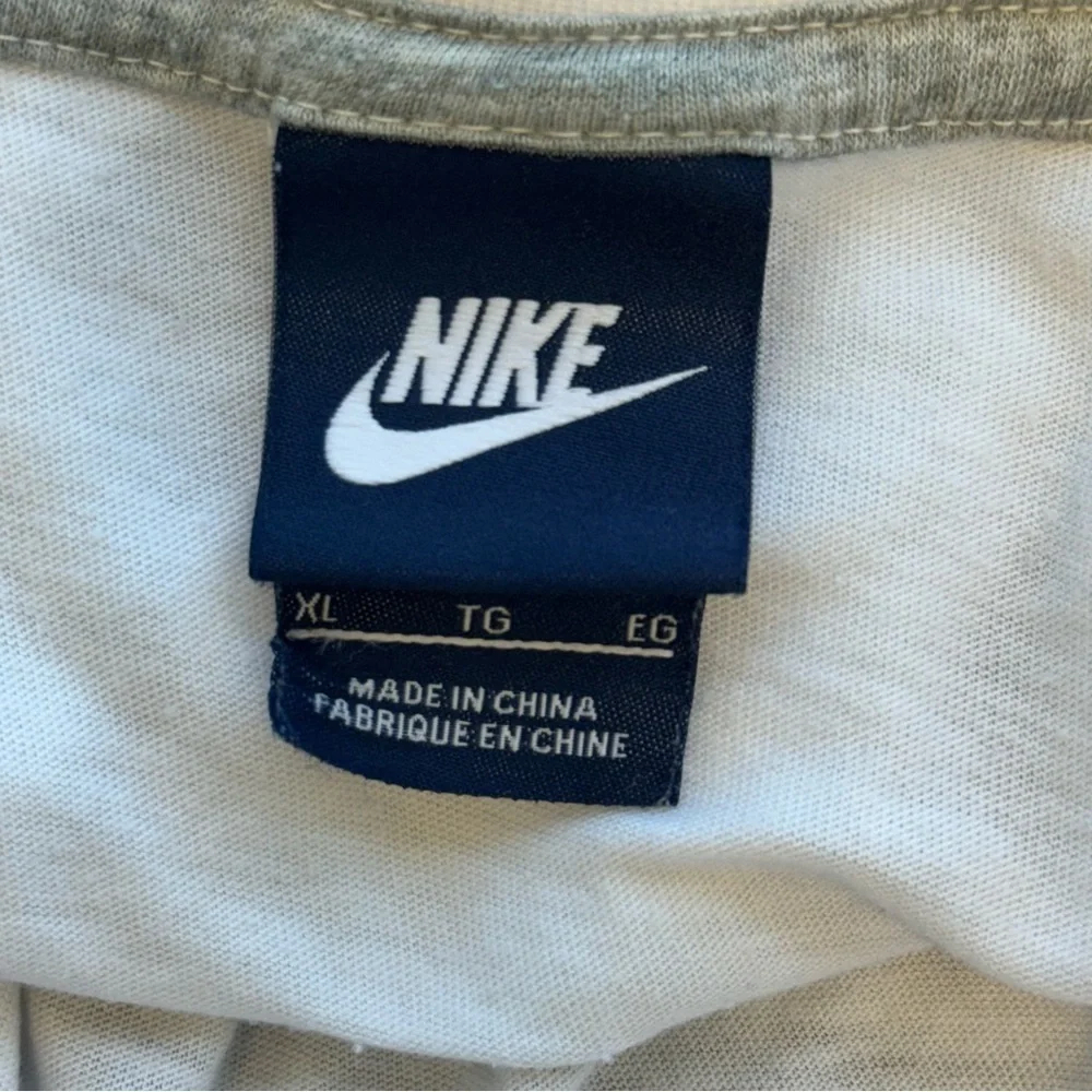 Nike White and Blue Logo Long Sleeve Top